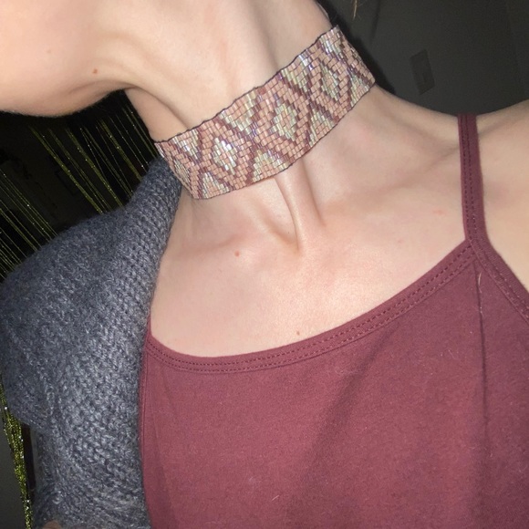 Tribal Geometric Beaded Choker/ Bracelet - Picture 1 of 8
